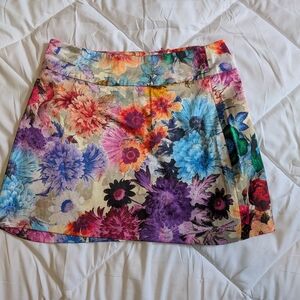 Italian Vibrant Floral Mini Skirt